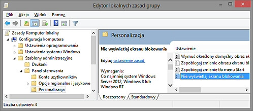 Ekran blokowania Windows 8 - jak wyłączyć „LookScreen”
