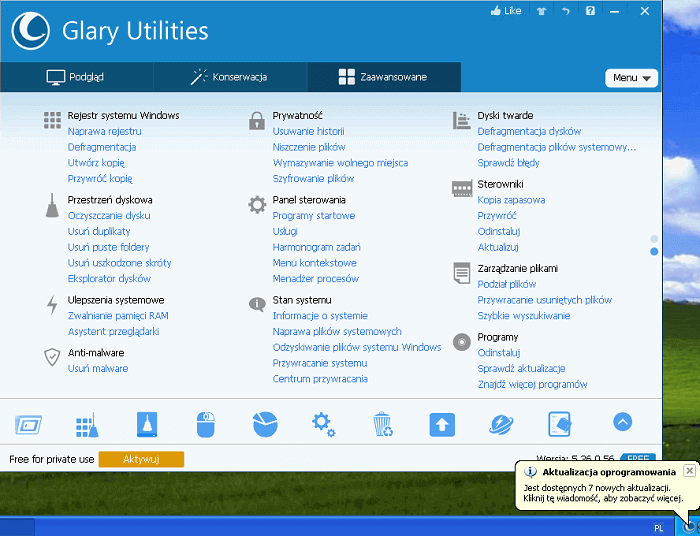 Optymalizacja Windows - Glary Utilities.