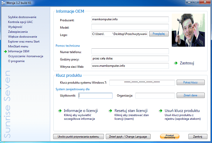 Sunrise Seven - optymalizacja Windows 7