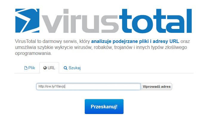 Virustotal - szybki skaner antywirusowy online - skanowania url