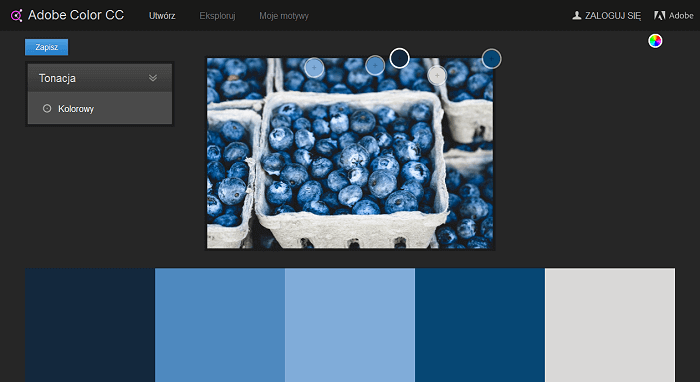 Adobe Color CC - wymyśl własny schemat kolorów.